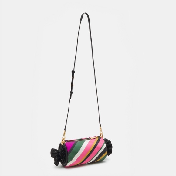 ♠️kate spade Sweet Treats Festive Multi Stripe Jacquard Small Barrel Bag NWT - Picture 4 of 12